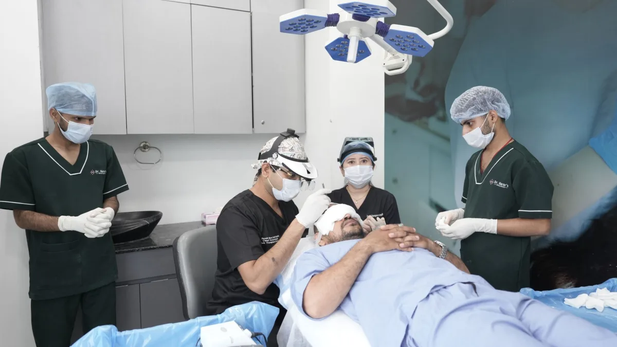 Medical professionals conducting a transplant in a clinic setting. Medical professionals conducting a transplant in a clinic setting.
